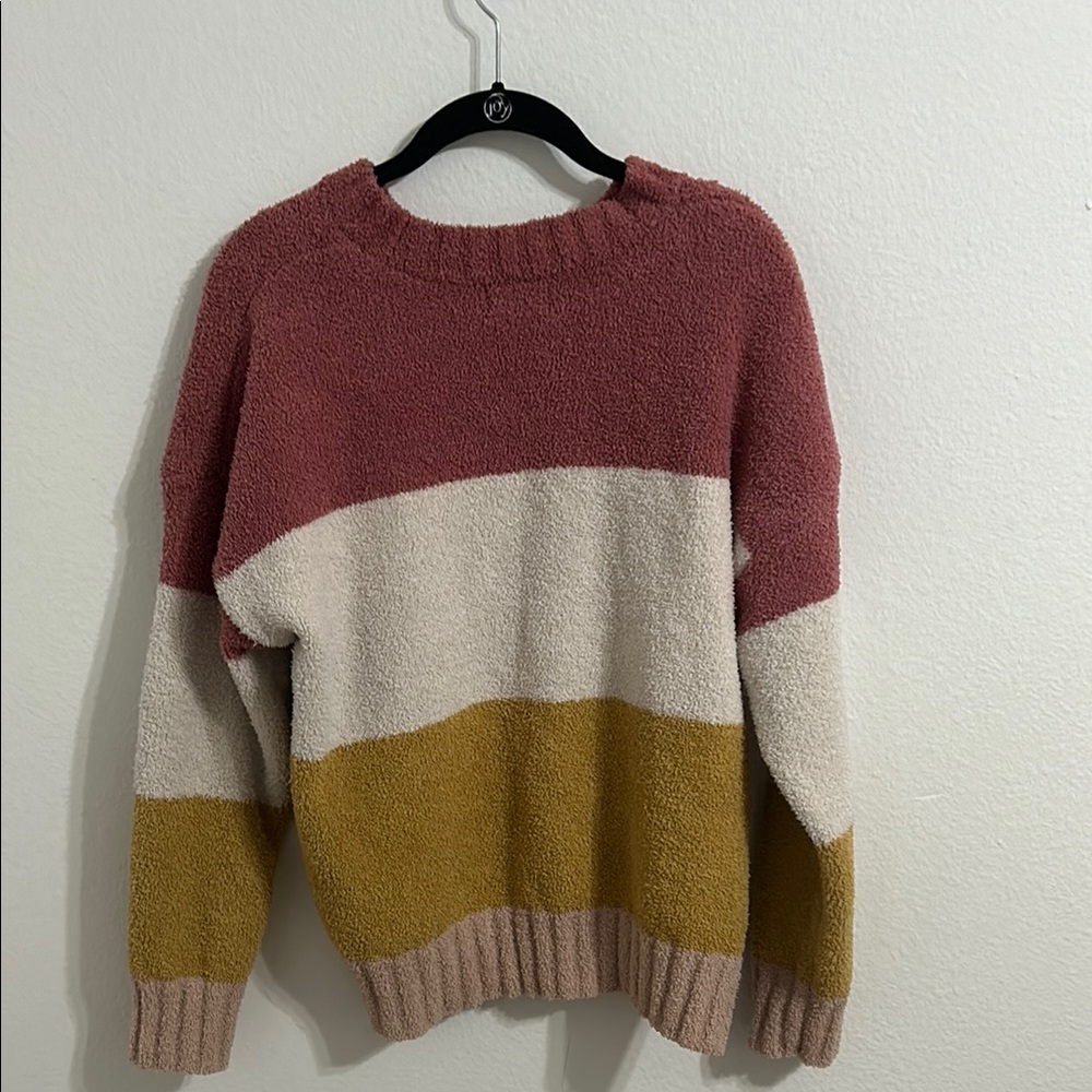 Colorblock Sweater in Pink, Cream, and Mustard
